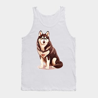 Valentine Siberian Husky Shaped Chocolate Tank Top